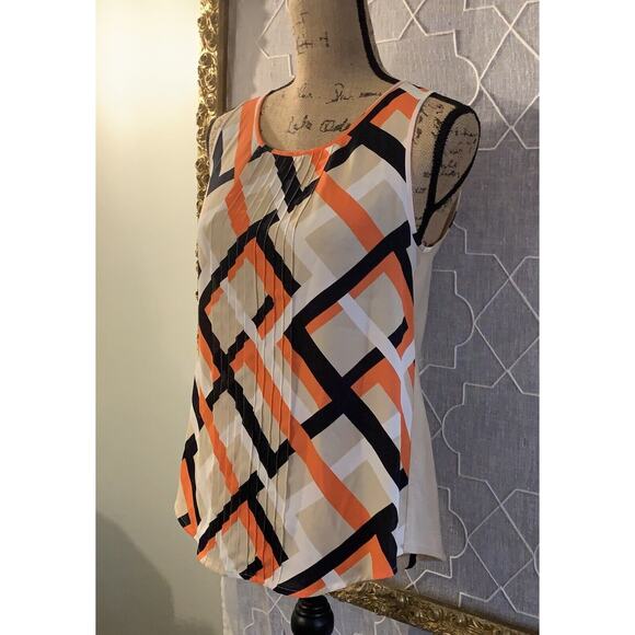 Ann Taylor Petite Sleeveless Tank Top Blouse Shirt Sz S PS Petite NWOT geometric - Picture 2 of 5